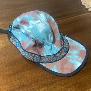 Kavu Blue and Brown Tie-Dye Cap with Geometric Brim